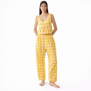 Anthro XS Apron Swing Tank pants Gingham 0112 pajama set matching cotton rayon